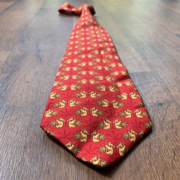 DIOR “Koala’s” Red Silk Tie - Picture 7 of 8
